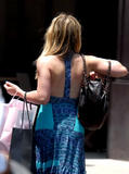 Hilary Duff in blue dress shopping at Glendales